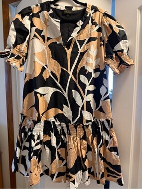 Sugar lips women’s size 2X Black & Tan Floral Puff-Sleeve Dress